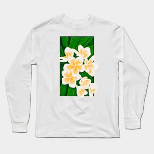 Doodle illustration of Balinese frangipani flowers Long Sleeve T-Shirt